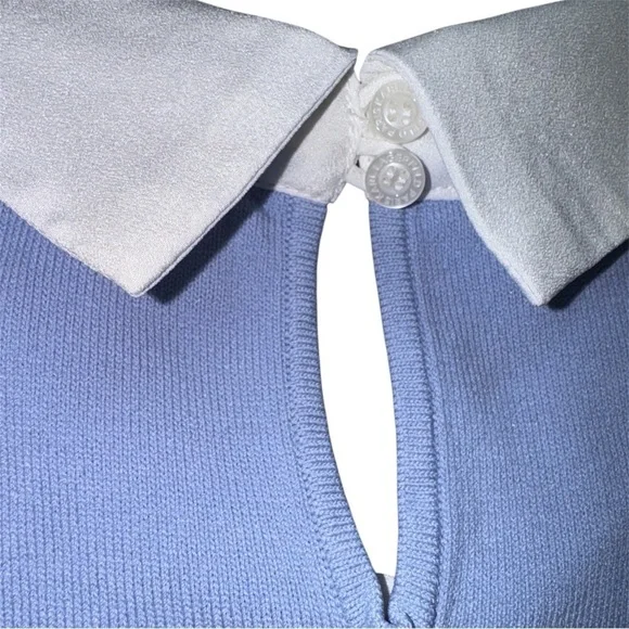 Karl Lagerfeld Paris Women's Striped Ribbed Sweater - Blue, White, Black-Size L - Picture 8 of 11